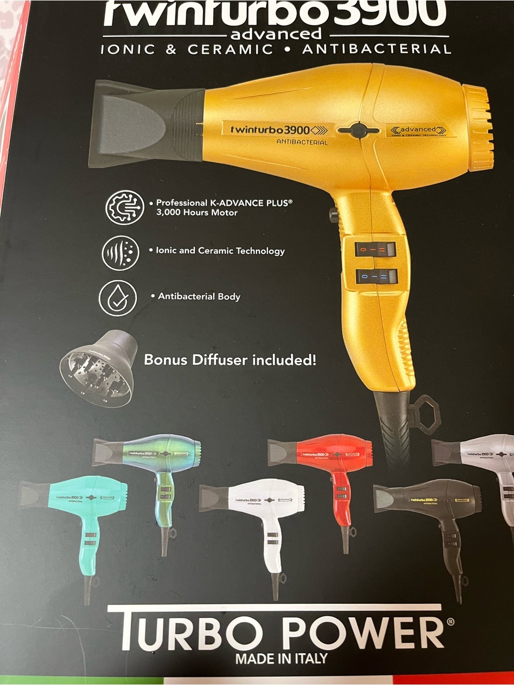 Twin turbo 3900 ionic and ceramic blow dryer hair - Picture 2 of 4